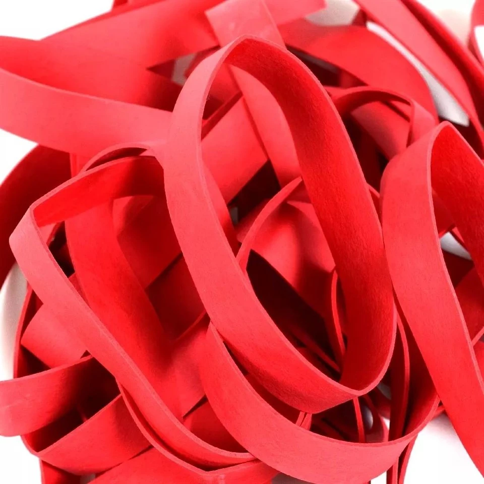 Large red industrial rubber bands
